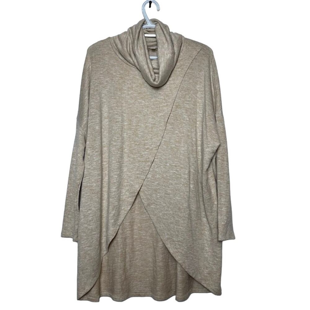 Wonderland By Orange Beige Layered Turtleneck Sweater Pullover Tan Top Small